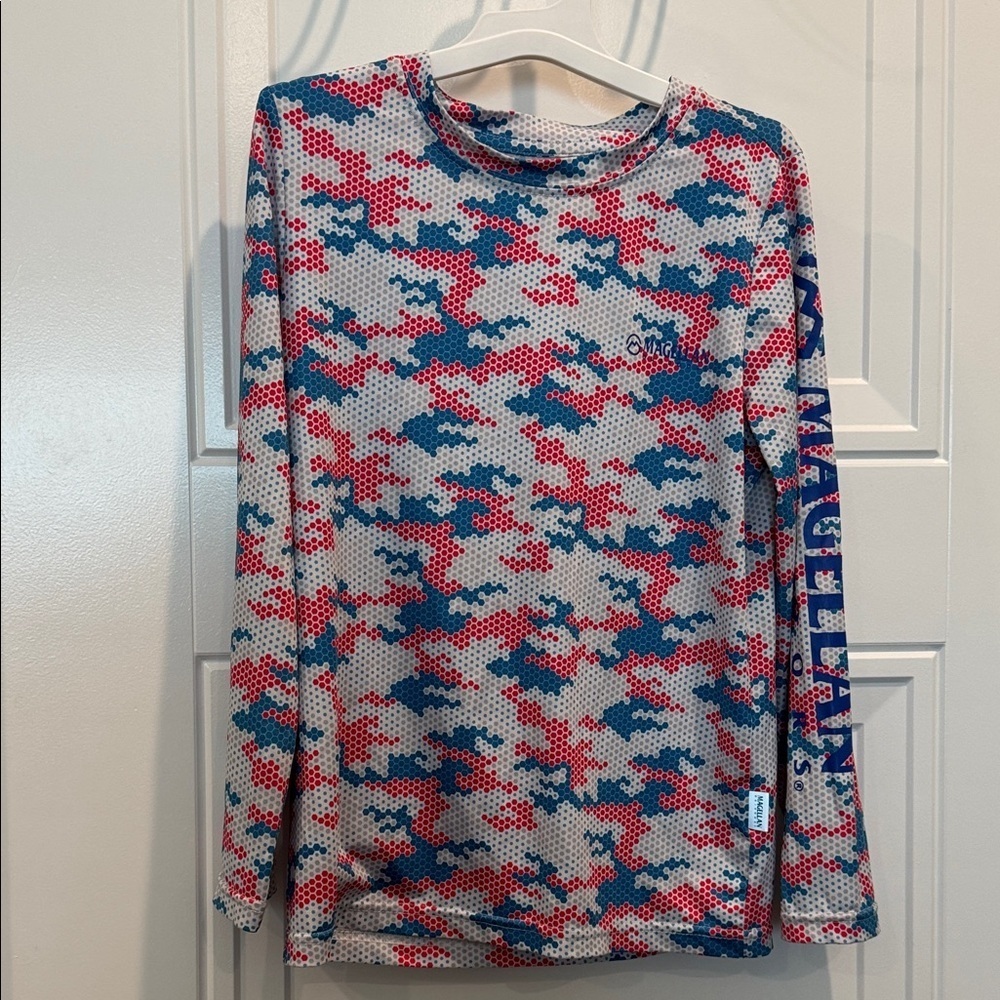 Magellan Outdoors Kids Camo Long Sleeve Shirt - Blue, Red, White